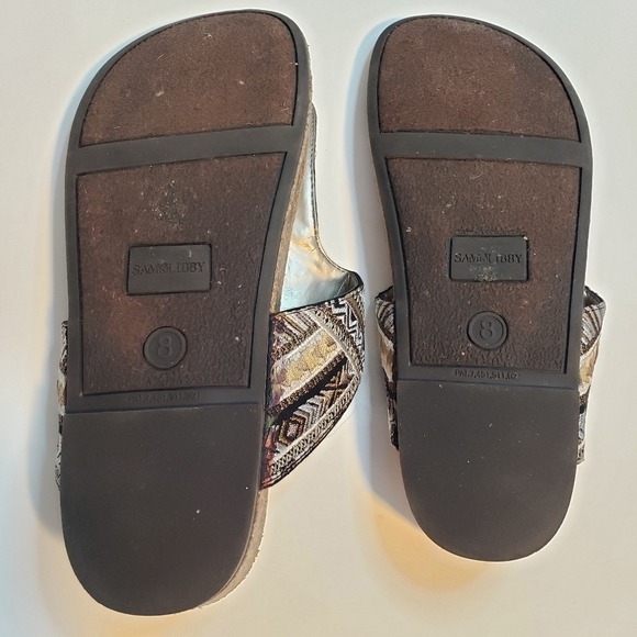 Sam & Libby Cork Thong Sandals Women's Size 8 Geometric Embroidered Aztec - Picture 7 of 8